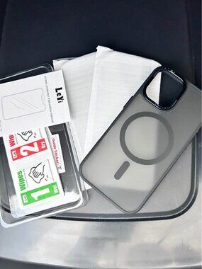 iPhone 16 Case with 2 Tempered Glass Screen Protector, Support Magnetic Charging